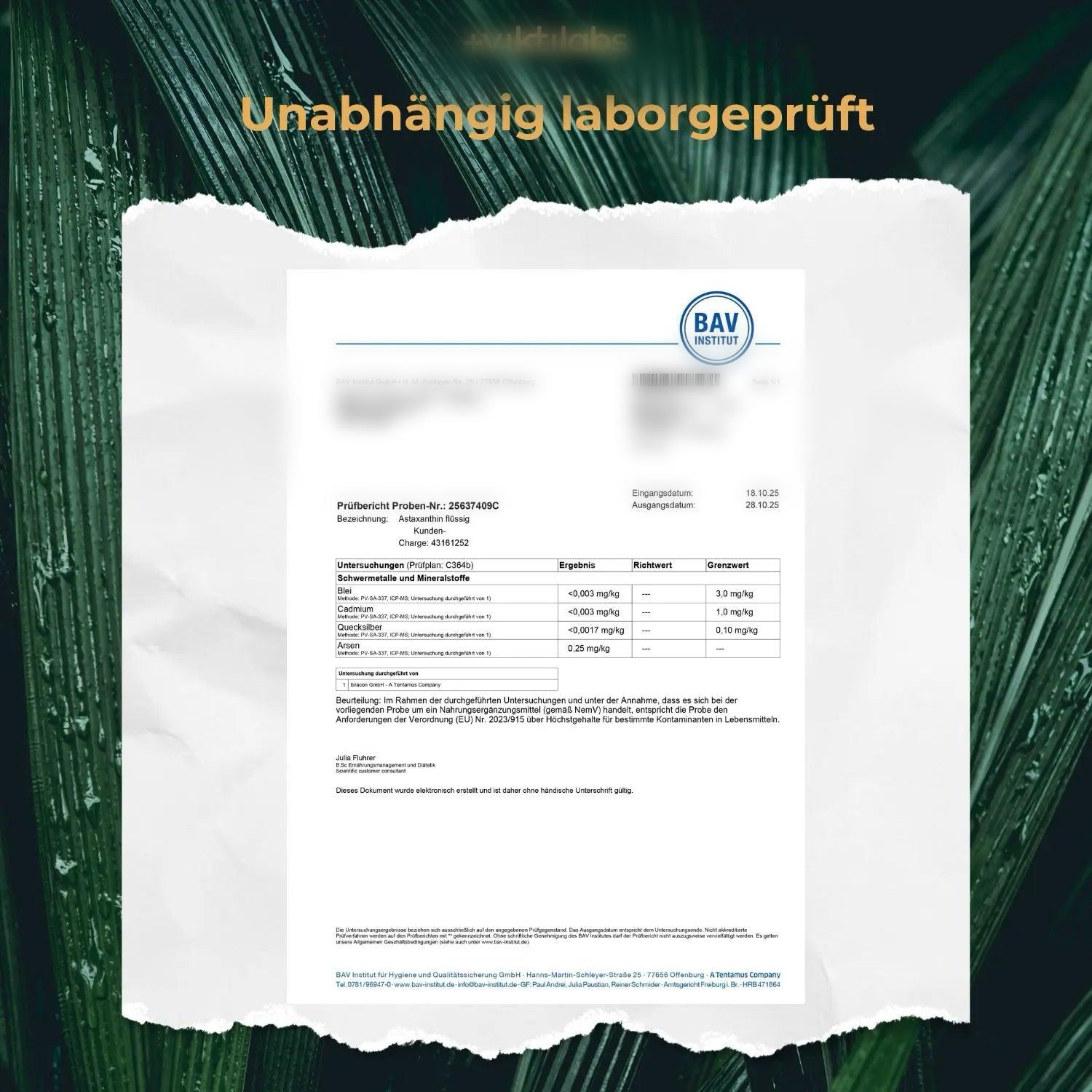 Certification of Astaxanthin Drops